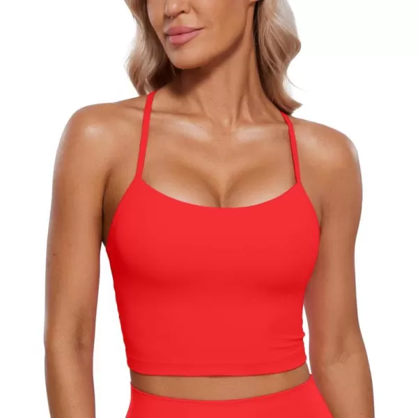 CRZ YOGA Womens Butterluxe Y Back Longline Sports Bras  Spaghetti Straps Racerback Padded Yoga Bra Workout Crop Tank TopDeep Red