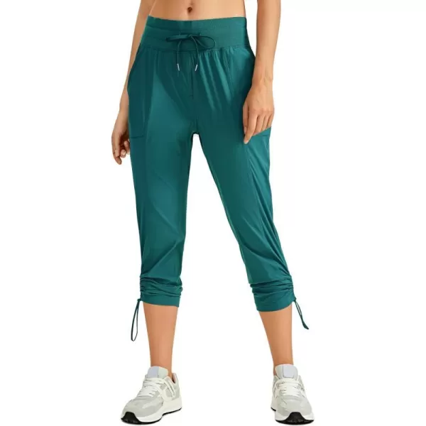 CRZ YOGA Womens Casual 78 Pants 2527  Lightweight Workout Outdoor Athletic Track Travel Lounge Joggers PocketsGreen Jade