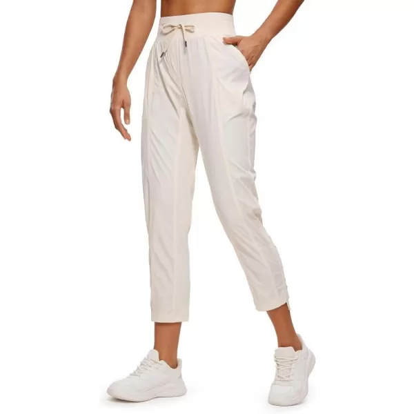 CRZ YOGA Womens Casual 78 Pants 2527  Lightweight Workout Outdoor Athletic Track Travel Lounge Joggers PocketsWhite Apricot