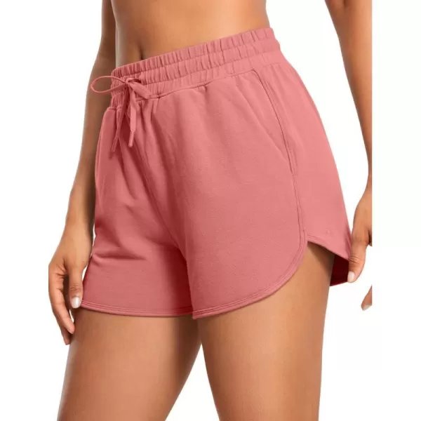 CRZ YOGA Womens Casual Sweat Shorts  35 Athletic Summer Comfy Cotton Lounge Shorts Gym Jersey Shorts with PocketsBriar Rose