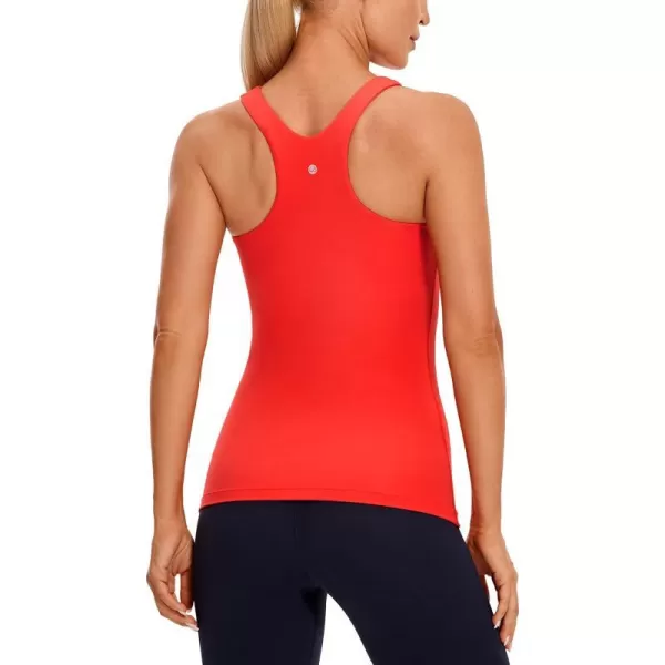 CRZ YOGA Womens High Neck Workout Tank Tops  with Builtin Shelf Bra Racerback Athletic Sports ShirtsDark Red