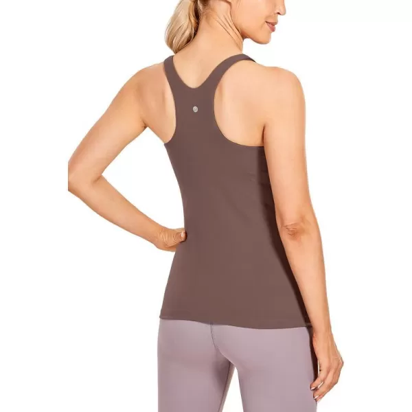 CRZ YOGA Womens High Neck Workout Tank Tops  with Builtin Shelf Bra Racerback Athletic Sports ShirtsPurple Taupe