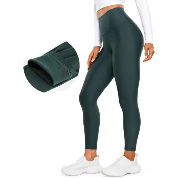 CRZ YOGA Womens High Waisted Fleece Lined Leggings 25 inches  Winter Warm Thick Thermal Soft Workout Yoga PantsForest Dark Green