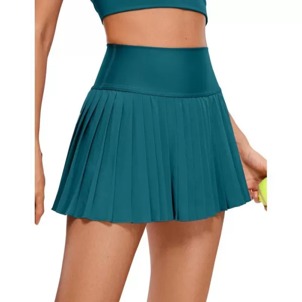 CRZ YOGA Womens High Waisted Pleated Tennis Skirts with Pockets Tummy Control Casual Liner Skorts A Line Workout Golf SkirtsBorealis Green