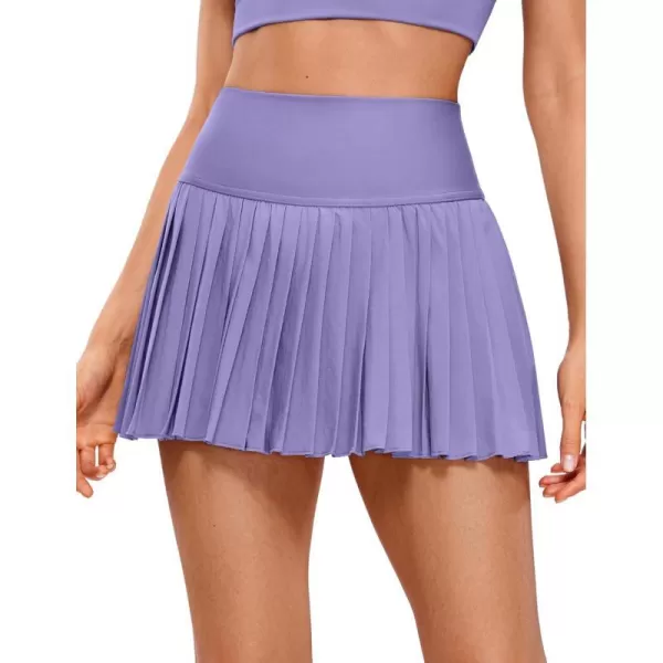 CRZ YOGA Womens High Waisted Pleated Tennis Skirts with Pockets Tummy Control Casual Liner Skorts A Line Workout Golf SkirtsDark Lavender Purple