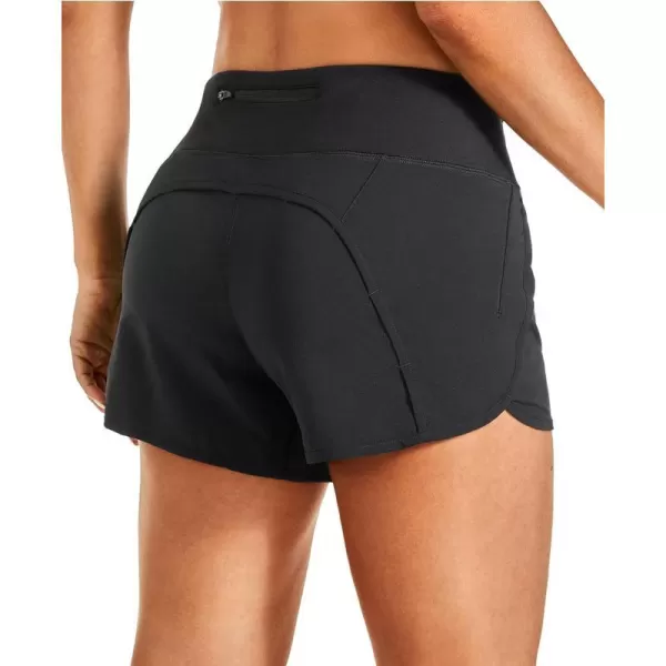 CRZ YOGA Womens Lightweight Gym Athletic Workout Shorts Liner 4  Quick Dry Running Sport Spandex Shorts Mesh Zipper PocketsBlack