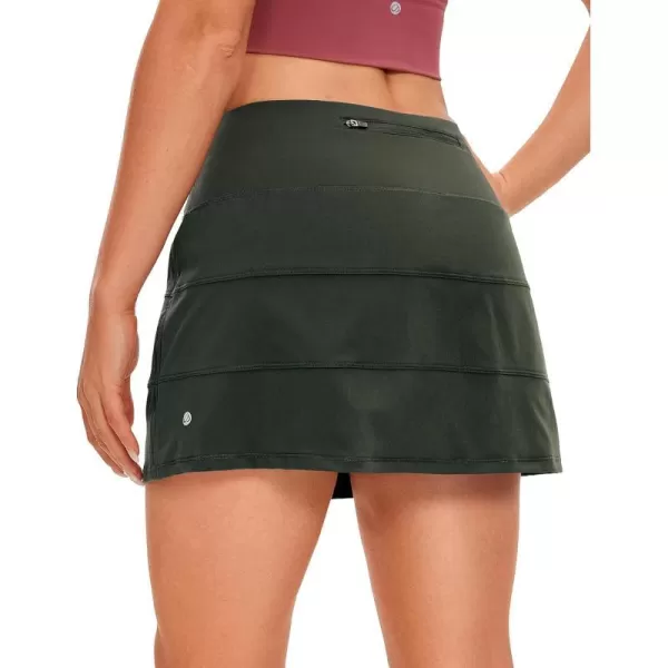 CRZ YOGA Womens Lightweight High Waisted Tennis Skirts A Line Athletic Workout Running Sports Golf Skorts with PocketsGrey Olive