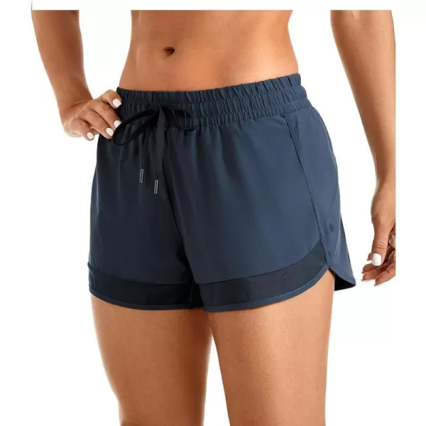 CRZ YOGA Womens Mid Rise Running Shorts Mesh Liner 3  Quick Dry Drawstring Workout Athletic Gym Shorts Zip PocketStelindigo