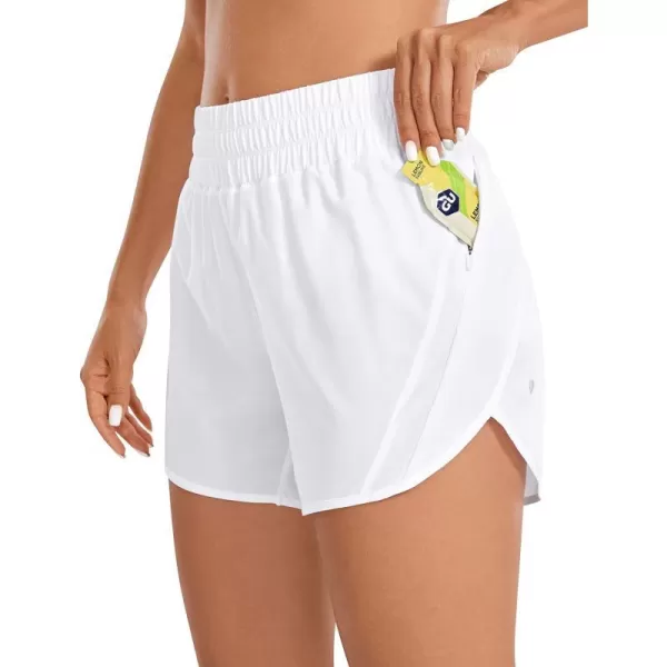 CRZ YOGA Womens Mid Waisted Running Shorts Liner  5 Quick Dry Athletic Sport Workout Track Shorts Zip PocketWhite