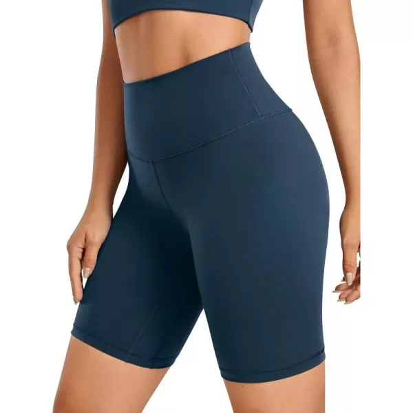 CRZ YOGA Womens Naked Feeling Biker Shorts  3  4  6  8  10 High Waist Yoga Workout Running Shorts Spandex8 inches French Navy