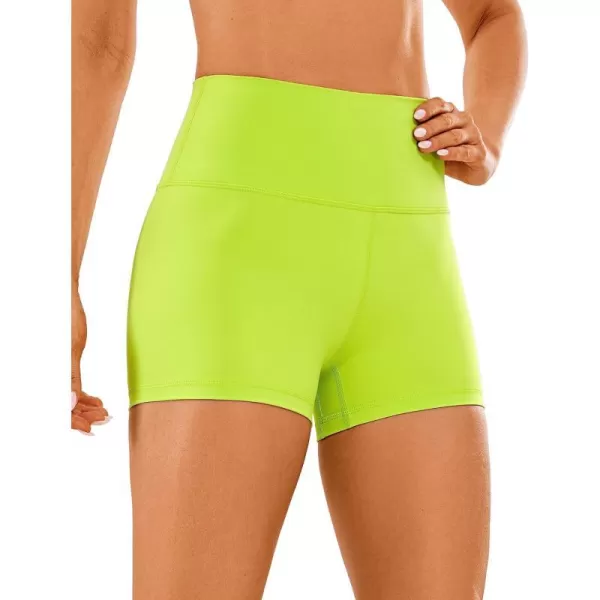 CRZ YOGA Womens Naked Feeling Biker Shorts  3  4  6  8  10 High Waist Yoga Workout Running Shorts SpandexChartreuse