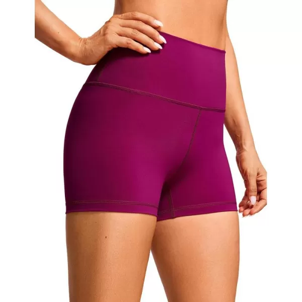 CRZ YOGA Womens Naked Feeling Biker Shorts  3  4  6  8  10 High Waist Yoga Workout Running Shorts SpandexMagenta Purple