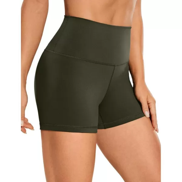 CRZ YOGA Womens Naked Feeling Biker Shorts  3  4  6  8  10 High Waist Yoga Workout Running Shorts SpandexOlive Green