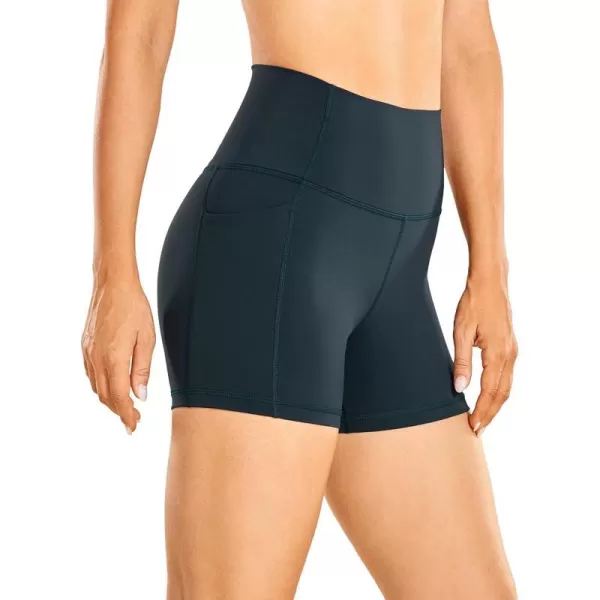 CRZ YOGA Womens Naked Feeling Biker Shorts  4 5 6 8 High Waisted Yoga Gym Spandex Shorts Side PocketsDark Green