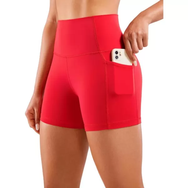 CRZ YOGA Womens Naked Feeling Biker Shorts  4 5 6 8 High Waisted Yoga Gym Spandex Shorts Side PocketsDeep Red