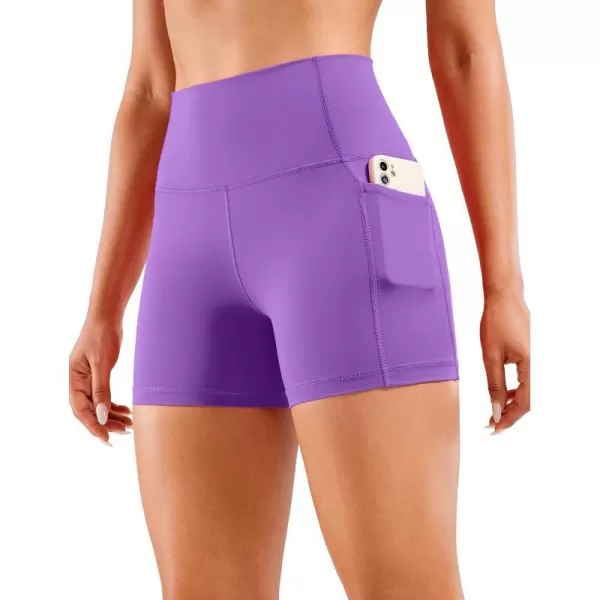 CRZ YOGA Womens Naked Feeling Biker Shorts  4 5 6 8 High Waisted Yoga Gym Spandex Shorts Side PocketsRoyal Lilac