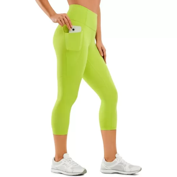 CRZ YOGA Womens Naked Feeling Workout Capris Leggings 21 Inches  High Waisted Gym Tummy Control Yoga Pants with Pockets21 inches Chartreuse