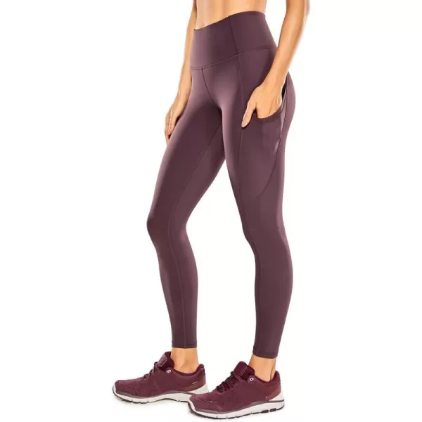 CRZ YOGA Womens Naked Feeling Workout Leggings 25 Inches  High Waisted Yoga Pants with Side Pockets Athletic Running TightsArctic Plum