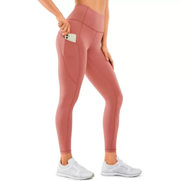 CRZ YOGA Womens Naked Feeling Workout Leggings 25 Inches  High Waisted Yoga Pants with Side Pockets Athletic Running TightsBriar Rose