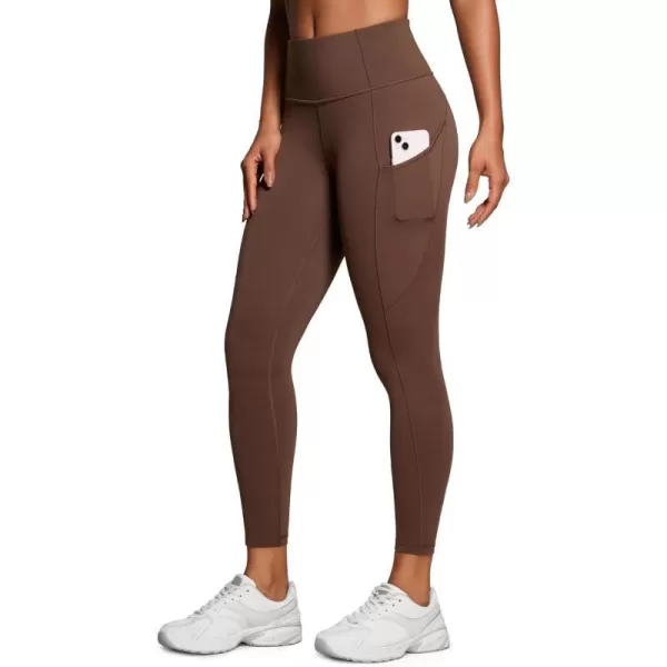 CRZ YOGA Womens Naked Feeling Workout Leggings 25 Inches  High Waisted Yoga Pants with Side Pockets Athletic Running TightsCoffee Brown