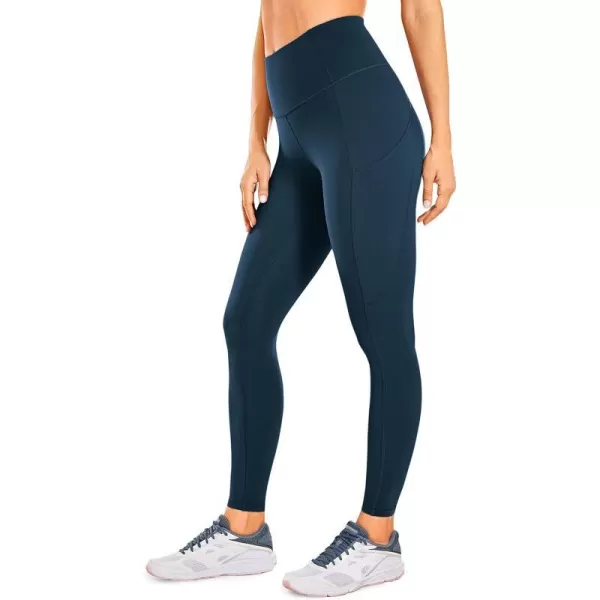 CRZ YOGA Womens Naked Feeling Workout Leggings 25 Inches  High Waisted Yoga Pants with Side Pockets Athletic Running TightsFrench Navy