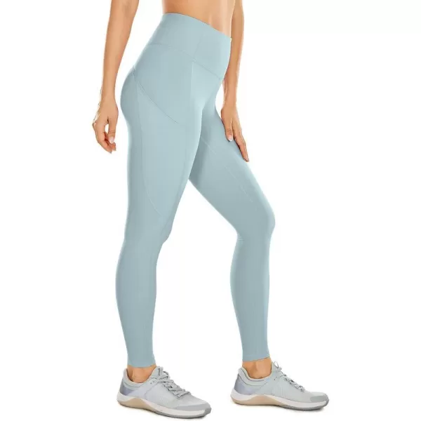 CRZ YOGA Womens Naked Feeling Workout Leggings 25 Inches  High Waisted Yoga Pants with Side Pockets Athletic Running TightsLight Grayish Blue