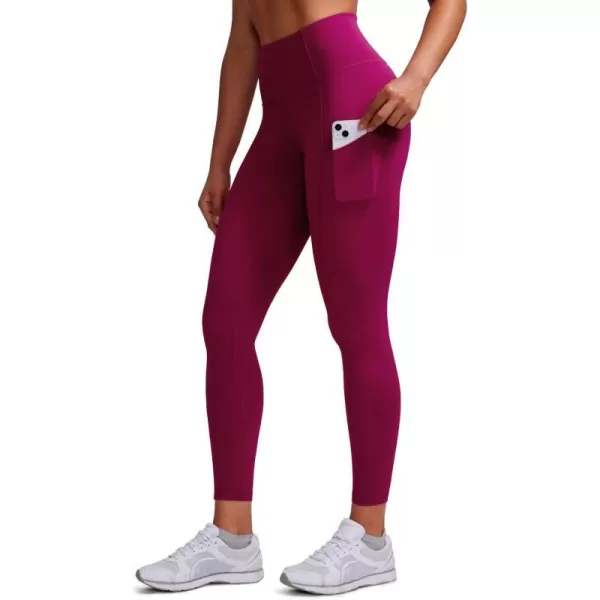 CRZ YOGA Womens Naked Feeling Workout Leggings 25 Inches  High Waisted Yoga Pants with Side Pockets Athletic Running TightsMagenta Purple