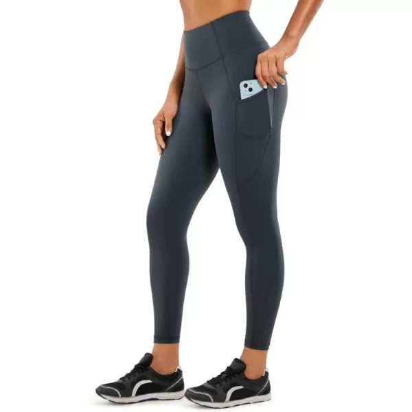 CRZ YOGA Womens Naked Feeling Workout Leggings 25 Inches  High Waisted Yoga Pants with Side Pockets Athletic Running TightsMelanite