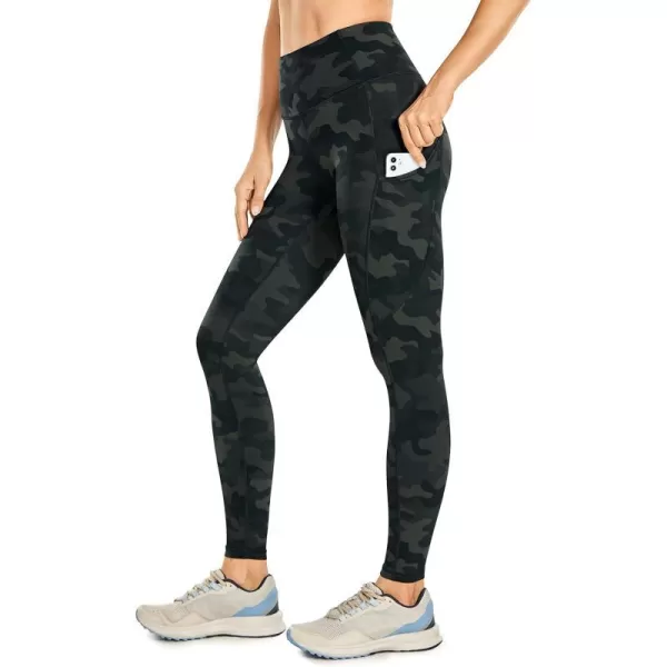 CRZ YOGA Womens Naked Feeling Workout Leggings 25 Inches  High Waisted Yoga Pants with Side Pockets Athletic Running TightsOlive Camouflage