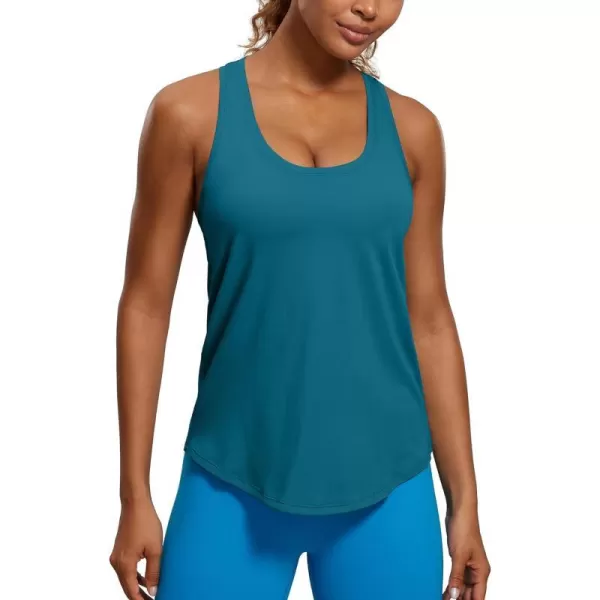 CRZ YOGA Womens Pima Cotton Racerback Workout Tank Tops Scoop Neck Loose Sleeveless Tops Athletic Gym ShirtsGreen Jade