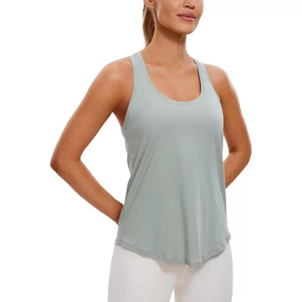 CRZ YOGA Womens Pima Cotton Racerback Workout Tank Tops Scoop Neck Loose Sleeveless Tops Athletic Gym ShirtsJade Grey