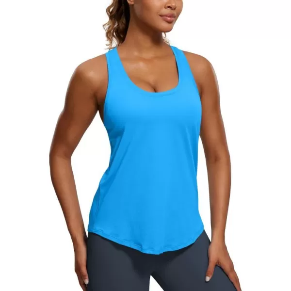 CRZ YOGA Womens Pima Cotton Racerback Workout Tank Tops Scoop Neck Loose Sleeveless Tops Athletic Gym ShirtsMadagascar Blue