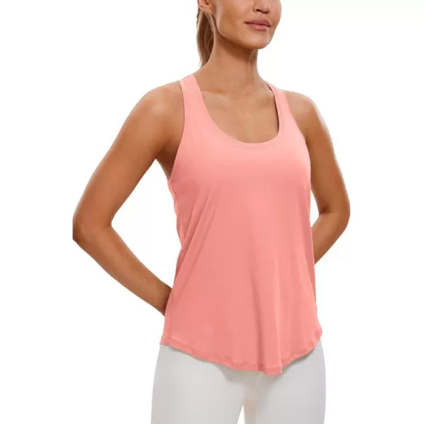 CRZ YOGA Womens Pima Cotton Racerback Workout Tank Tops Scoop Neck Loose Sleeveless Tops Athletic Gym ShirtsPeach Pink