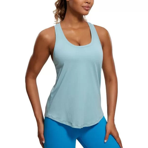 CRZ YOGA Womens Pima Cotton Racerback Workout Tank Tops Scoop Neck Loose Sleeveless Tops Athletic Gym ShirtsPure Blue