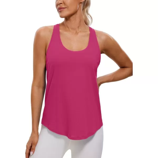 CRZ YOGA Womens Pima Cotton Racerback Workout Tank Tops Scoop Neck Loose Sleeveless Tops Athletic Gym ShirtsSizzling Pink