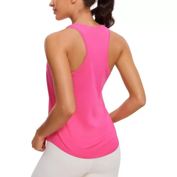 CRZ YOGA Womens Pima Cotton Racerback Workout Tank Tops Scoop Neck Loose Sleeveless Tops Athletic Gym ShirtsSonic Pink