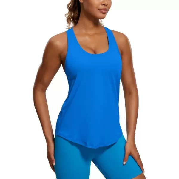 CRZ YOGA Womens Pima Cotton Racerback Workout Tank Tops Scoop Neck Loose Sleeveless Tops Athletic Gym ShirtsSparkle Blue