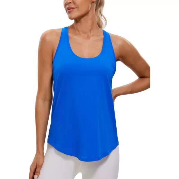 CRZ YOGA Womens Pima Cotton Racerback Workout Tank Tops Scoop Neck Loose Sleeveless Tops Athletic Gym ShirtsStrong Blue