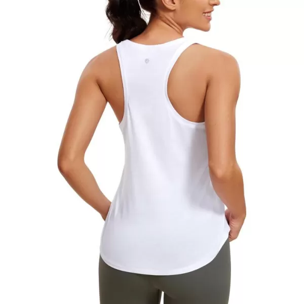 CRZ YOGA Womens Pima Cotton Racerback Workout Tank Tops Scoop Neck Loose Sleeveless Tops Athletic Gym ShirtsWhite