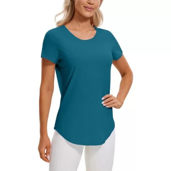 CRZ YOGA Womens Pima Cotton Short Sleeve Workout Shirt Yoga TShirt Athletic Tee TopGreen Jade
