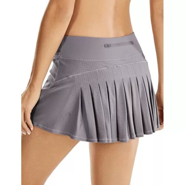 CRZ YOGA Womens Quick Dry Pleated Tennis Skirts Mid Waisted Cute Athletic Workout Running Sports Golf Skorts VolleyballGray