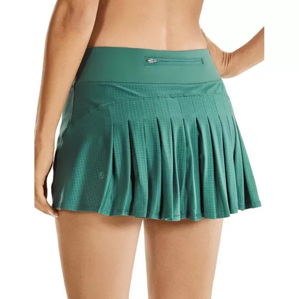 CRZ YOGA Womens Quick Dry Pleated Tennis Skirts Mid Waisted Cute Athletic Workout Running Sports Golf Skorts VolleyballGreen Smoke Jacquard