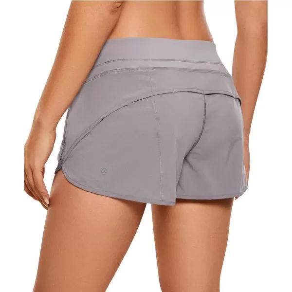 CRZ YOGA Womens Quick Dry Workout Running Shorts Mesh Liner  25 Drawstring Sport Gym Athletic Shorts Zip PocketGray