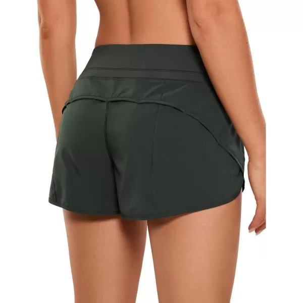 CRZ YOGA Womens Quick Dry Workout Running Shorts Mesh Liner  25 Drawstring Sport Gym Athletic Shorts Zip PocketIvy Green