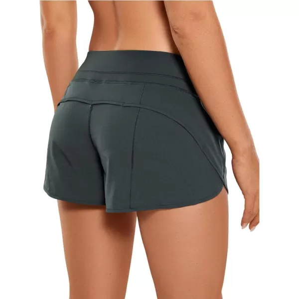 CRZ YOGA Womens Quick Dry Workout Running Shorts Mesh Liner  25 Drawstring Sport Gym Athletic Shorts Zip PocketMelanite