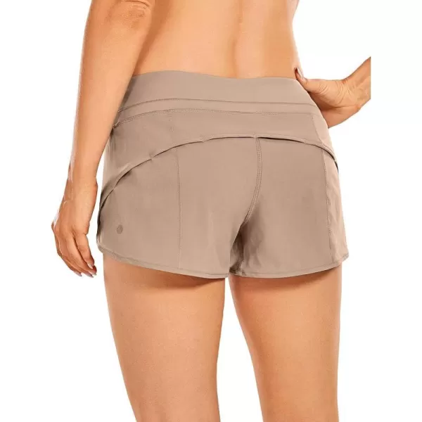 CRZ YOGA Womens Quick Dry Workout Running Shorts Mesh Liner  25 Drawstring Sport Gym Athletic Shorts Zip PocketMineral Brown