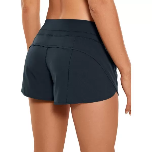 CRZ YOGA Womens Quick Dry Workout Running Shorts Mesh Liner  25 Drawstring Sport Gym Athletic Shorts Zip PocketNavy