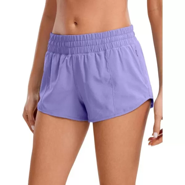 CRZ YOGA Womens Running Shorts Low Waisted 25  Mesh Liner Quick Dry Track Gym Athletic Workout Shorts with Zip PocketDark Lavender Purple