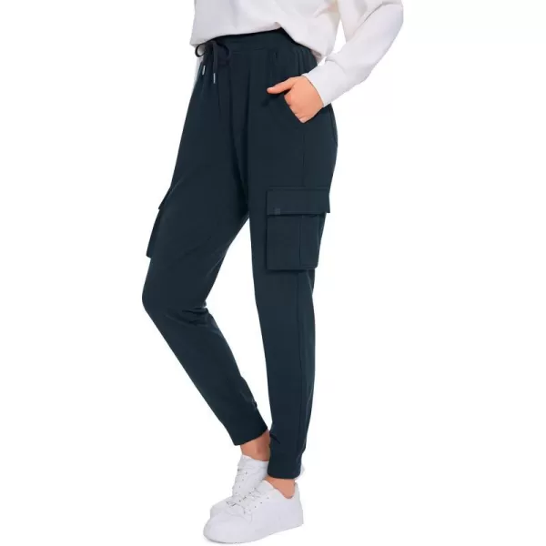 CRZ YOGA Womens Sweatpants Lightweight Cotton Cargo Joggers with 6 Pockets High Waisted Super Soft Casual Sweat PantsTrue Navy