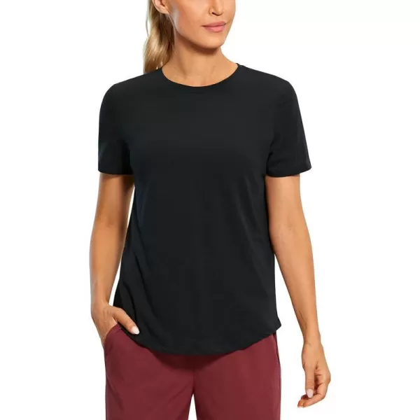 CRZ YOGA womens Short SleeveBlack